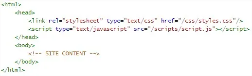 BAD — the script tag sits in the head, blocking the render