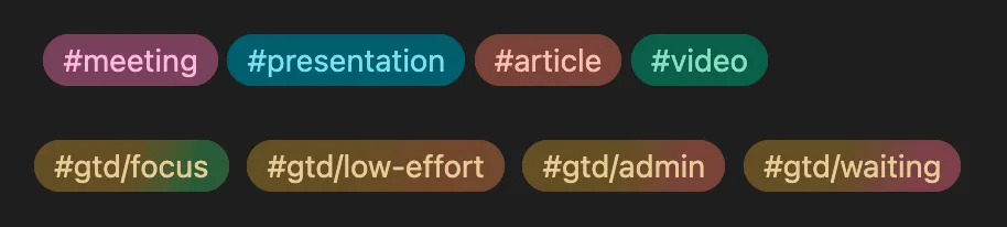 Colored tags example