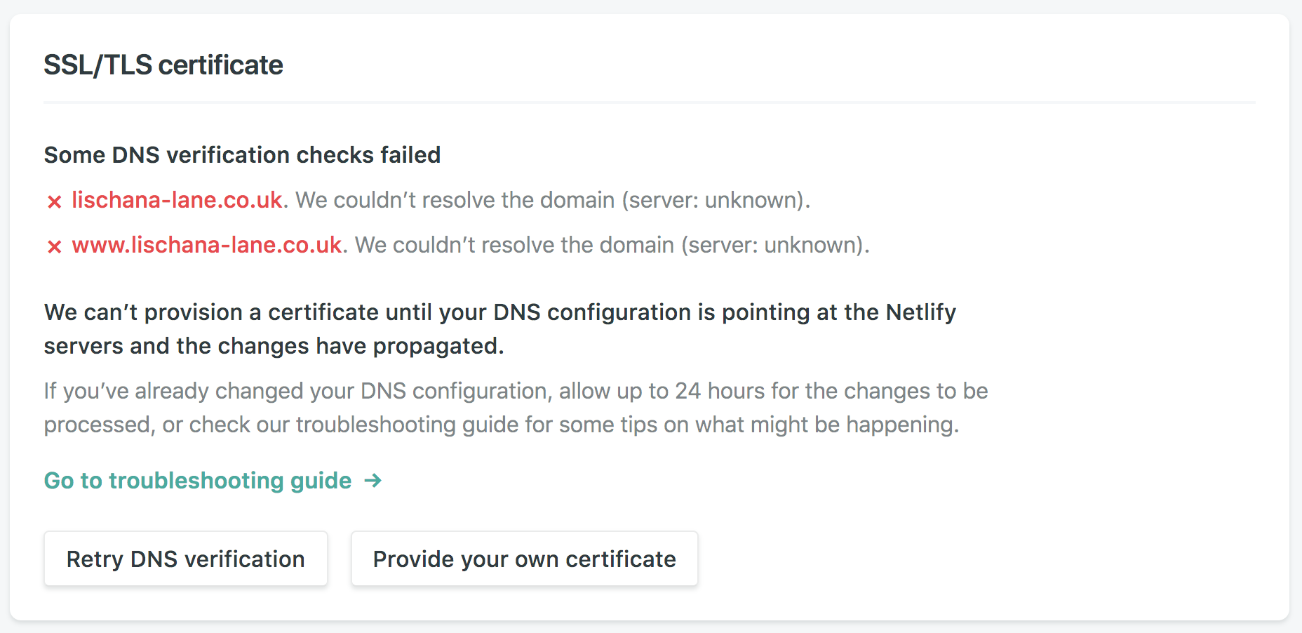 DNS verify fail