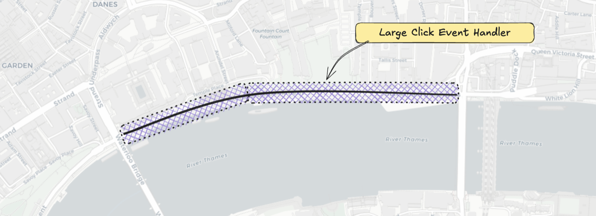 Wider clickable region using a transparent overlay polyline